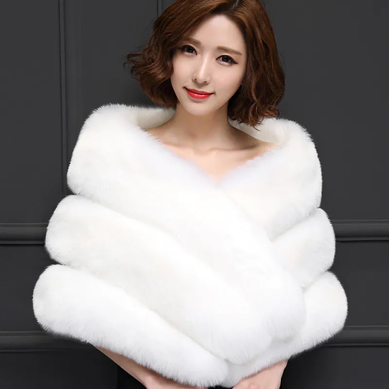 

Bealegantom Cheap Winter Red Black Big Warm Bolero Bridal Cape Fur Women Jacket Cloaks Party Wedding Coat QA1493