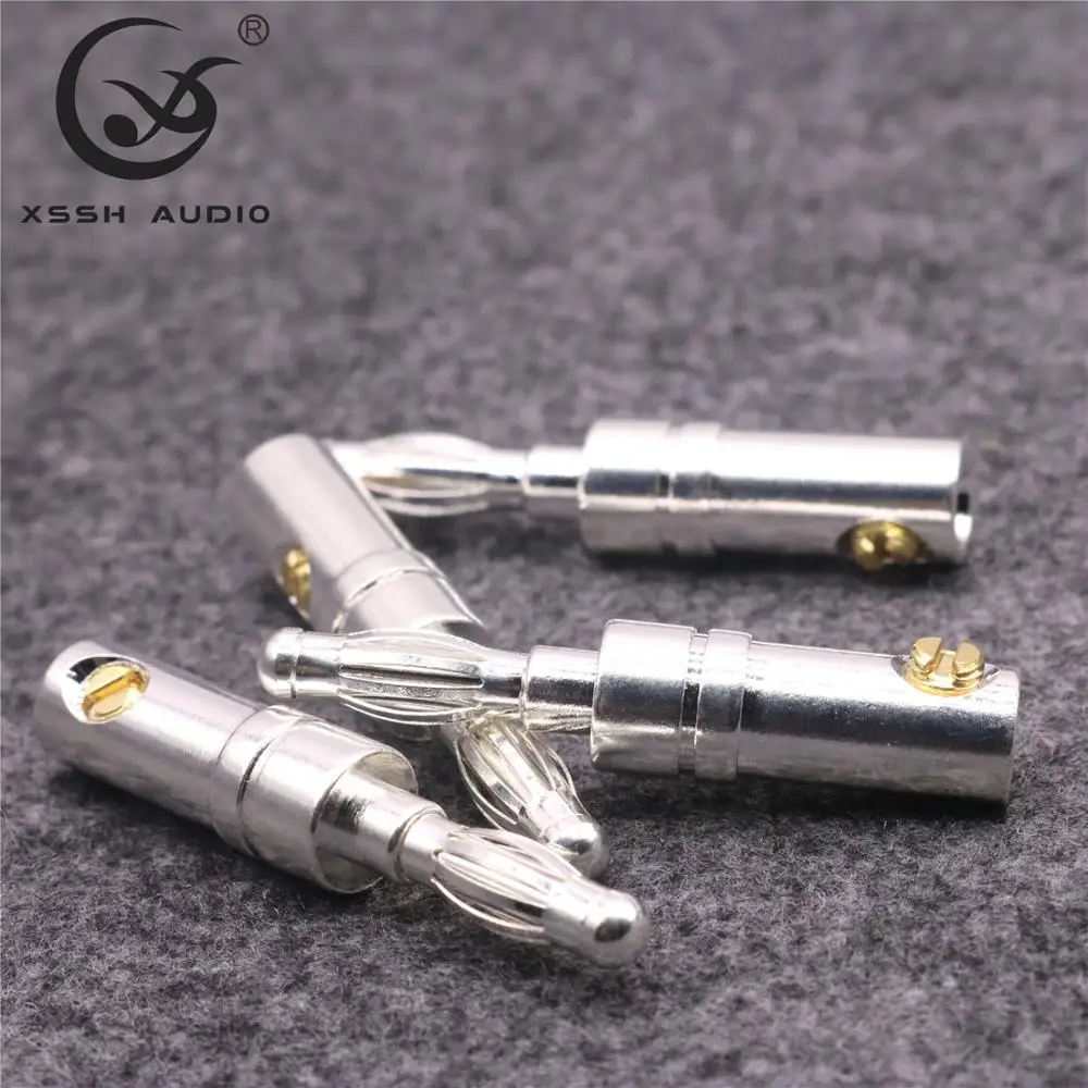 8 шт. или 16 XSSH аудио Hi-end Hifi латунь 62% медное покрытие серебро маленький 5 мм штекер