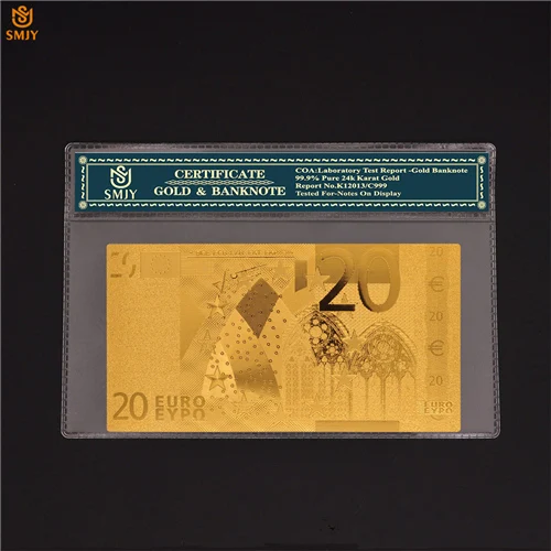 20 Euro-COA (1) Евро банкнота 5 евро бумага деньги мир купюр валюта для сбора с КоА рамкой и Бизнес подарки - Цвет: 20 Euro-COA (1)