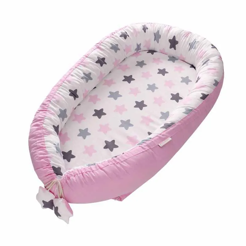 pink multicolor Портативная овальная туристическая детская кроватка для новорожденных кровать съемное детское гнездо Колыбель Bebe люлька складной бампер - Цвет: pink multicolor