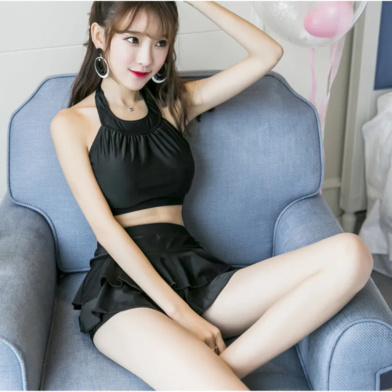 2018 новый корейский купальник для девочек два предмета женский плавки пляжный