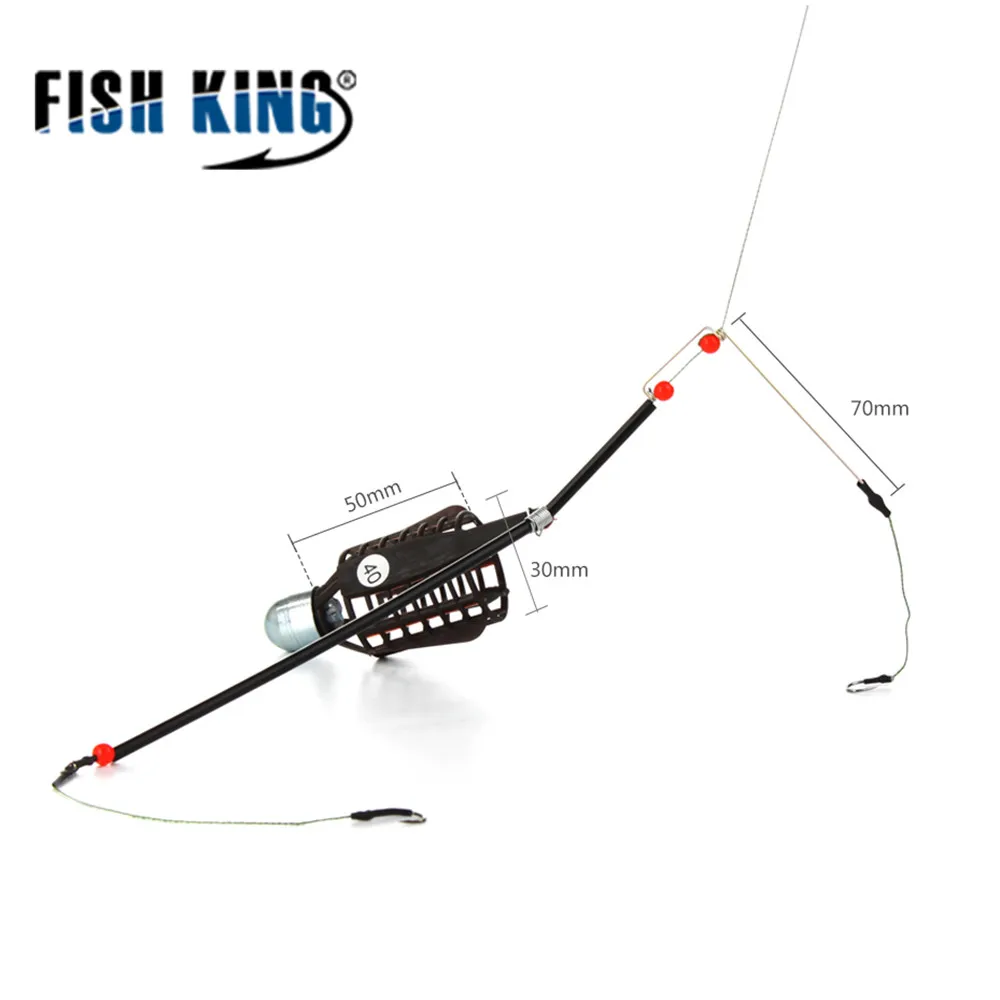 Клетка для рыболовной приманки FISH KING с крючками лески 20 80 г Длина 47 см корзина