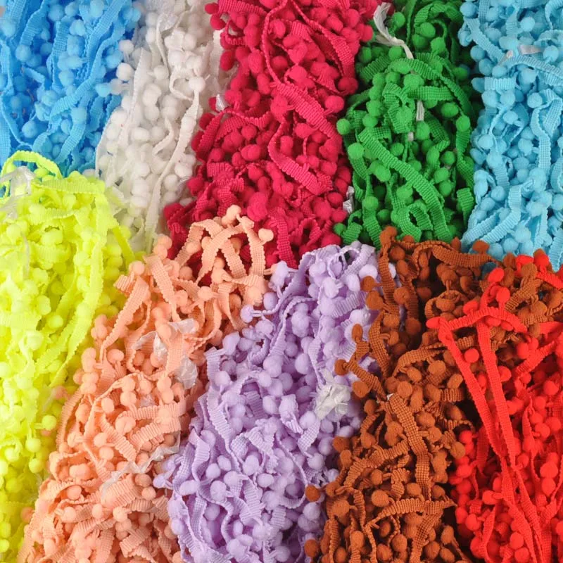 5 Yard/lot 8mm Pompon Ball Trims Ribbon Lace Farbic For DIY Sewing Accessory Handmade Crafts Wedding Decoration 12 Colors C2009 | Дом и сад