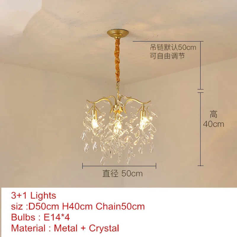 4 lights Роскошная хрустальная Подвесная лампа Goold, светодиодные люстры для гостиной, подвесная Подвесная лампа для кухни, осветительная арматура, лампа на ветке дерева - Цвет корпуса: 4 lights