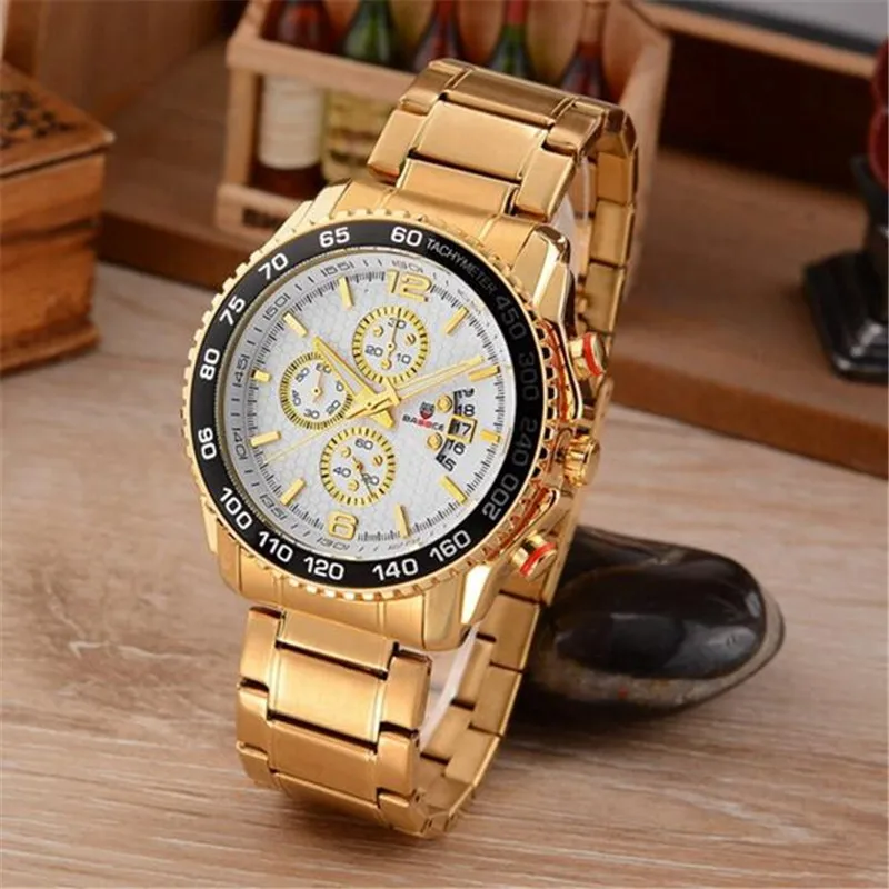 Высокое качество мужской деловой случай часы 3 малый циферблат стиль кварцевые