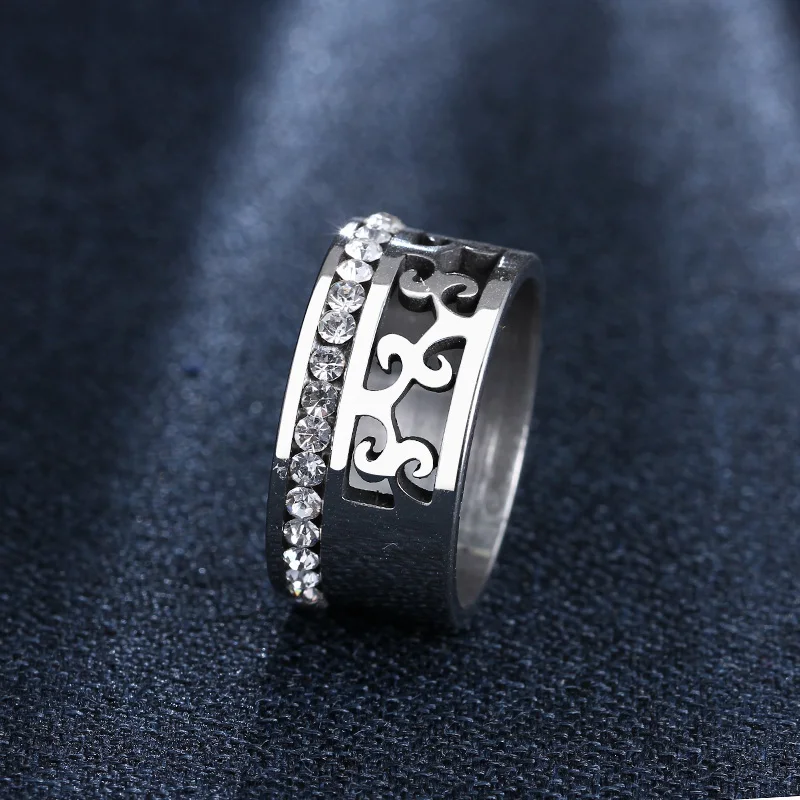 Женские кольца из нержавеющей стали CACANA циркония с полым кольцом для помолвки