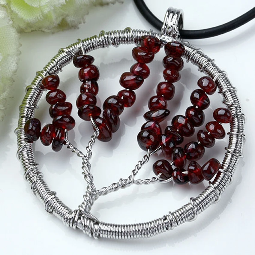 Модные бусины с посеребренным покрытием натуральный гранат Проволочная круглая