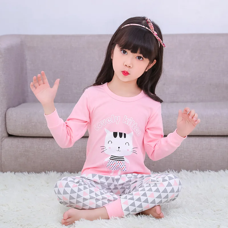 Одежда для маленьких девочек Детские пижамные комплекты с героями мультфильмов детская одежда для сна Пижама с длинными рукавами для маленьких мальчиков, хлопковый костюм