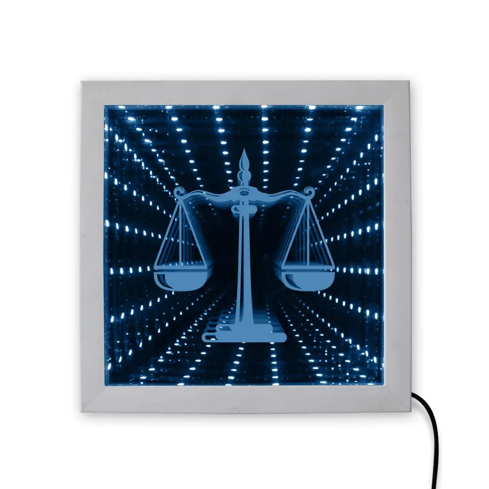 Весы с надписью Justice Law Authority, светодиодный зеркальный светильник, элегантный, фирменный, для офиса, для дома, освещение, Настенный декор, светодиодный, зеркало
