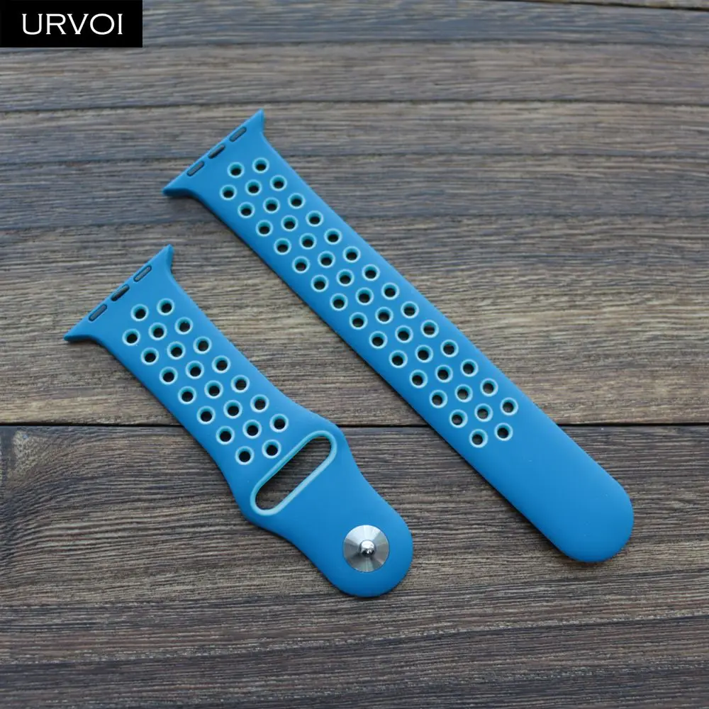 L Blue Aqua URVOI, спортивный ремешок для Apple Watch, Nike+ series 54 321, силиконовый ремешок для iwatch, дышащий, весна, новые цвета, 38, 40, 42, 44 мм - Цвет ремешка: L Blue Aqua