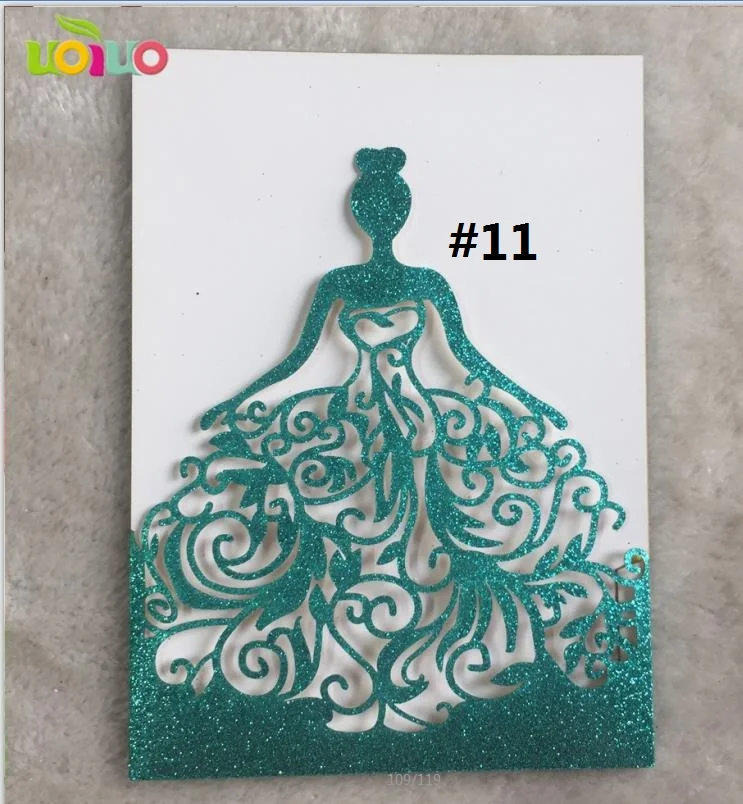 11 glitter 25 pc лазерная резка вечерние принцессы день рождения роза с блестками золото девушка свадебное приглашение - Цвет: 11 glitter