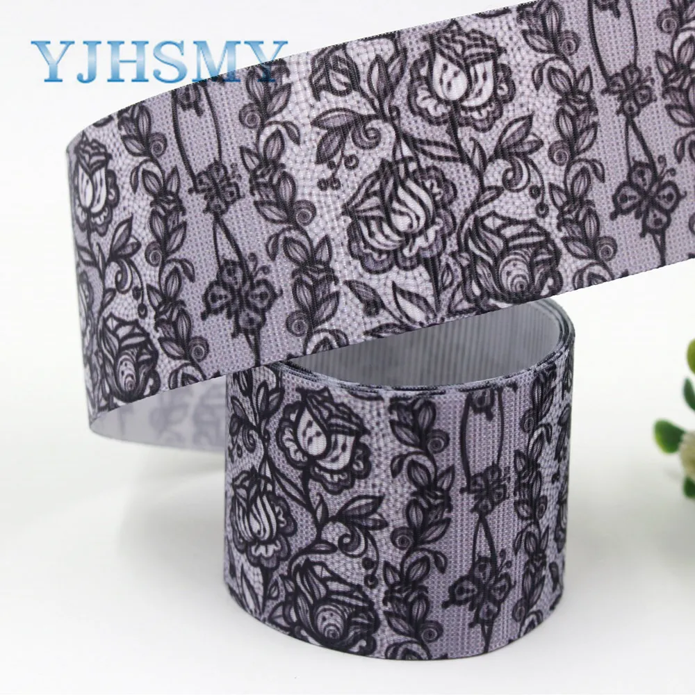 YJHSMY I-19308-545 38mm 10yards flower Thermal transfer Printed grosgrain Ribbons bow cap DIY handmade accessories decorations | Дом и сад