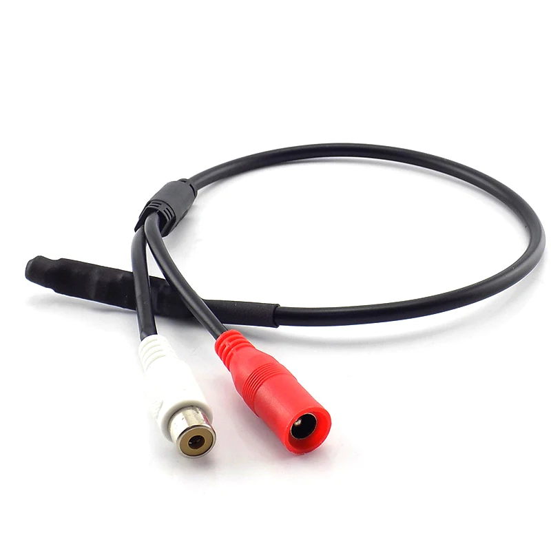 DC 12V Мини CCTV микрофона звук звукосниматель для монитора аудио RCA Мощность кабель
