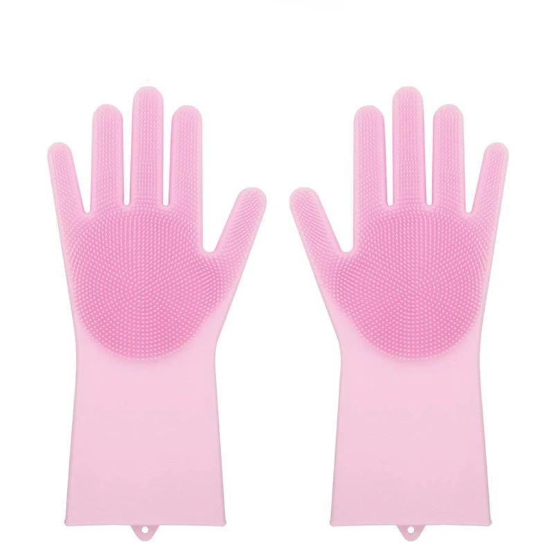 Magic Silicone Scrubber Rubber Cleaning Gloves Dusting|Dish Washing|Pet Care Grooming Hair Car|Insulated Kitchen Helper | Дом и сад