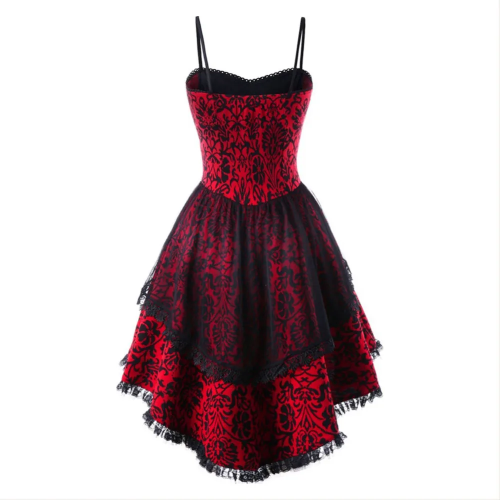 Платье без рукавов в готическом стиле темное бальное платье красного черного