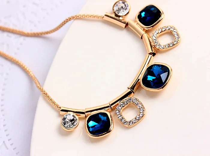 Free Shipping New 2014 Fashion Trendy Blue Geometric Summer Party Necklaces Pendants For Women NE0081 | Украшения и аксессуары