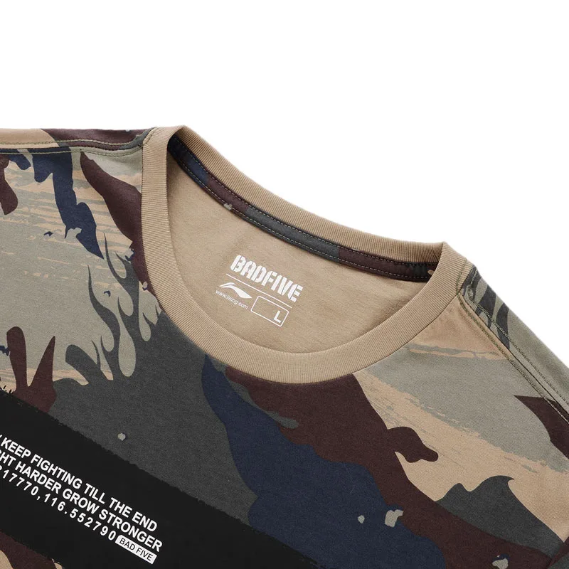 Мужские футболки Li Ning для баскетбола BAD FIVE Классический крой 100% хлопок подкладка