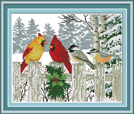Birds on the fence Попугай и цветы DMC Вышивка крестиком 14CT 11CT Сделай Сам Рукоделие Счетный Китайский Набор для вышивания крестиком - Цвет: Birds on the fence