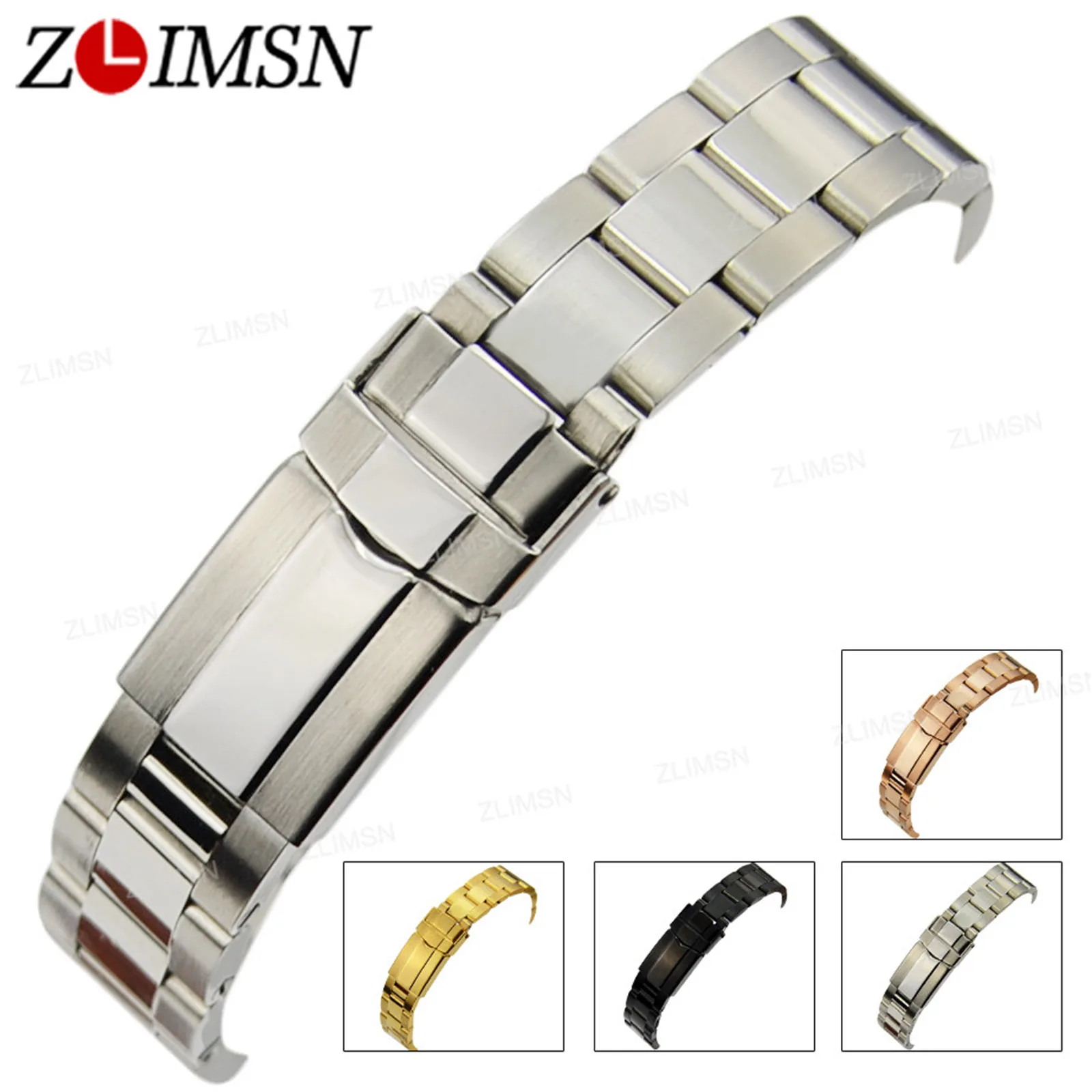 ZLIMSN Watch Strap 17mm 20mm Stainless Steel Watchband Curved End Bands Replacement Watches Accessories Relogio Masculino | Наручные часы