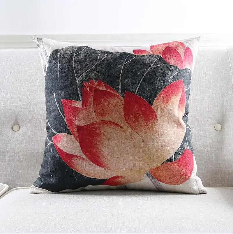 a2 Китай Стиль Винтаж лотоса Цветочный принт Чехлы Home Decor наволочка Cojines Decorativos Para диван наволочка Almofada - Цвет: a2