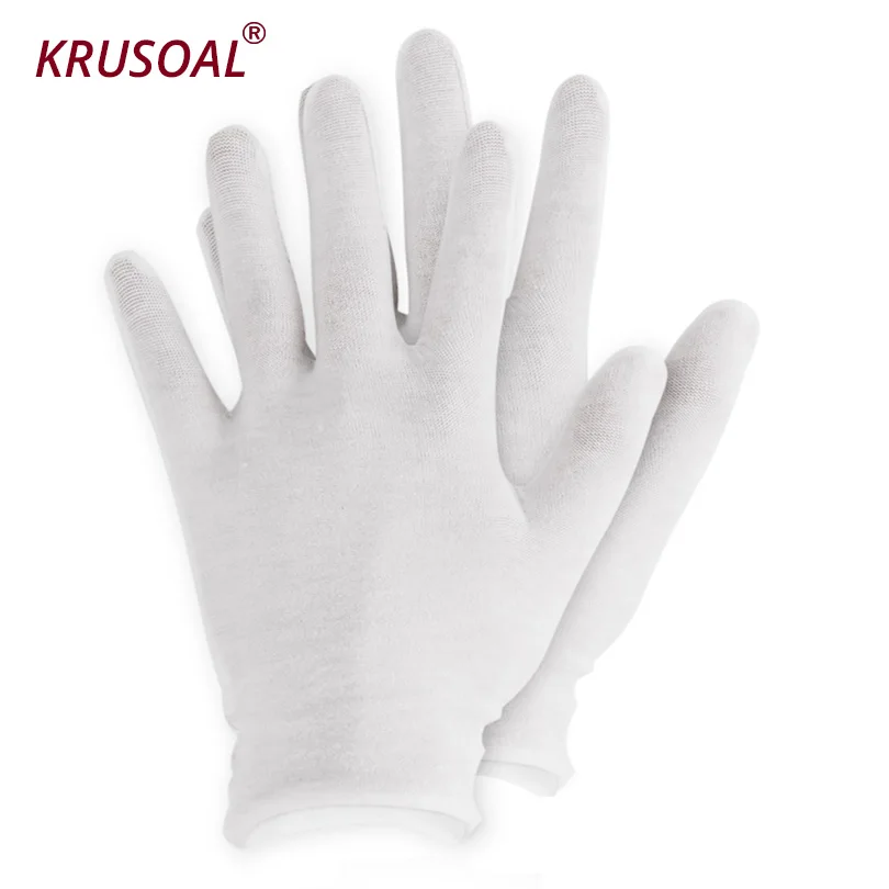 

12 pairs/lot White 100% Cotton Ceremonial gloves Reusable for male female Serving / Waiters/drivers/Jewelry Inspection Gloves