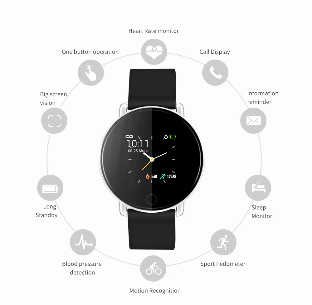 S226D Смарт часы с монитор сердечного ритма Фитнес трекер крови Давление Smartwatch