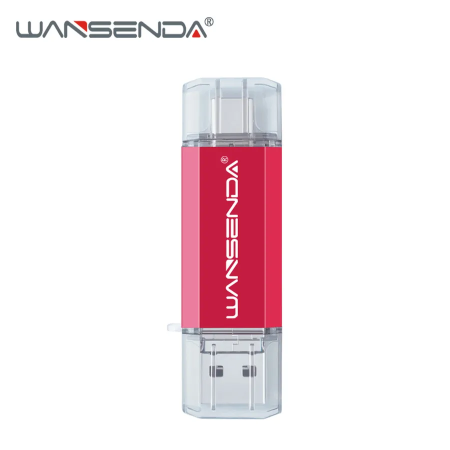 Флеш-накопитель WANSENDA OTG USB флеш-накопитель 32 Гб 64 Гб 128 ГБ 256 ГБ 512 ГБ флеш-накопитель 3 в 1 Micro usb и type-C и USB 3,0 карта памяти - Цвет: Красный