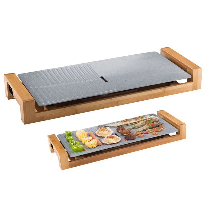 

220V Electric Korean Baking Pan BBQ Non-stick Smokeless Ceramic Electric Oven Barbecue Machine Ultrathin For Family Party