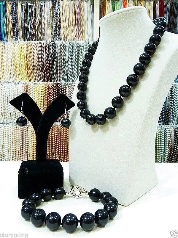 

Горячая Распродажа Бесплатная доставка 10 мм Жемчужное ожерелье 18 'браслет 7,5' набор сережек