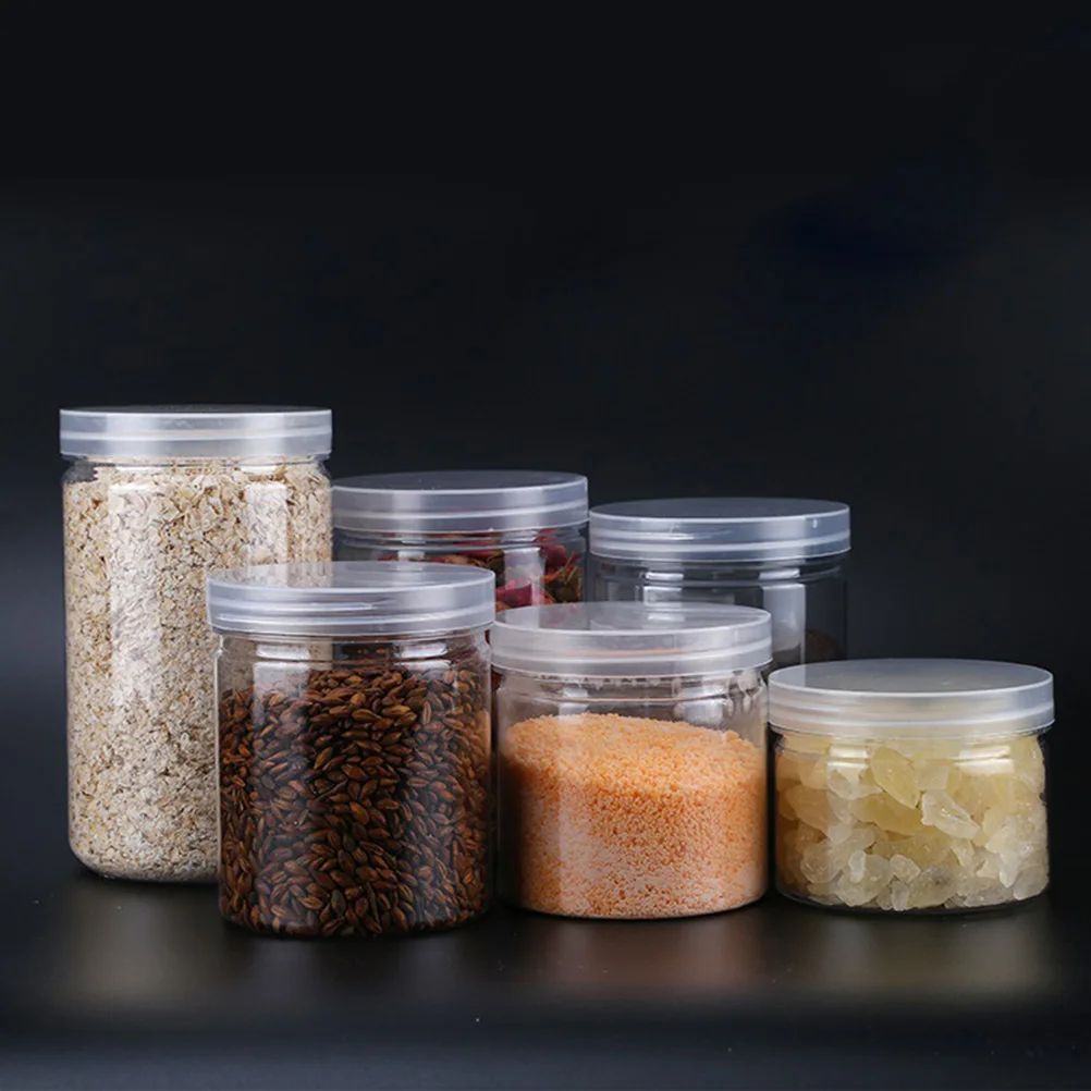10 pcs 500ml Food Jar Transparent Kitchen Sealed Plastic Can Snacks Containers with Lid Organizer Box for Candy Cookies Tea