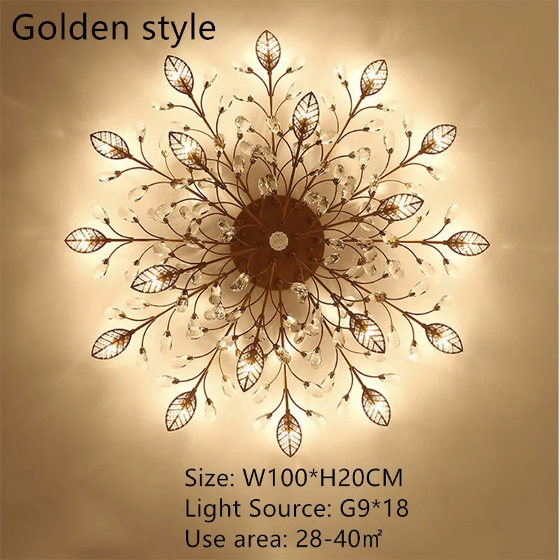 Gold 18 lights Современная кристальная лампа для потолка золотой черный светодиодный кристалл Потолочная люстра светильник для гостиной спальни Кухонные светильники - Цвет корпуса: Gold 18 lights