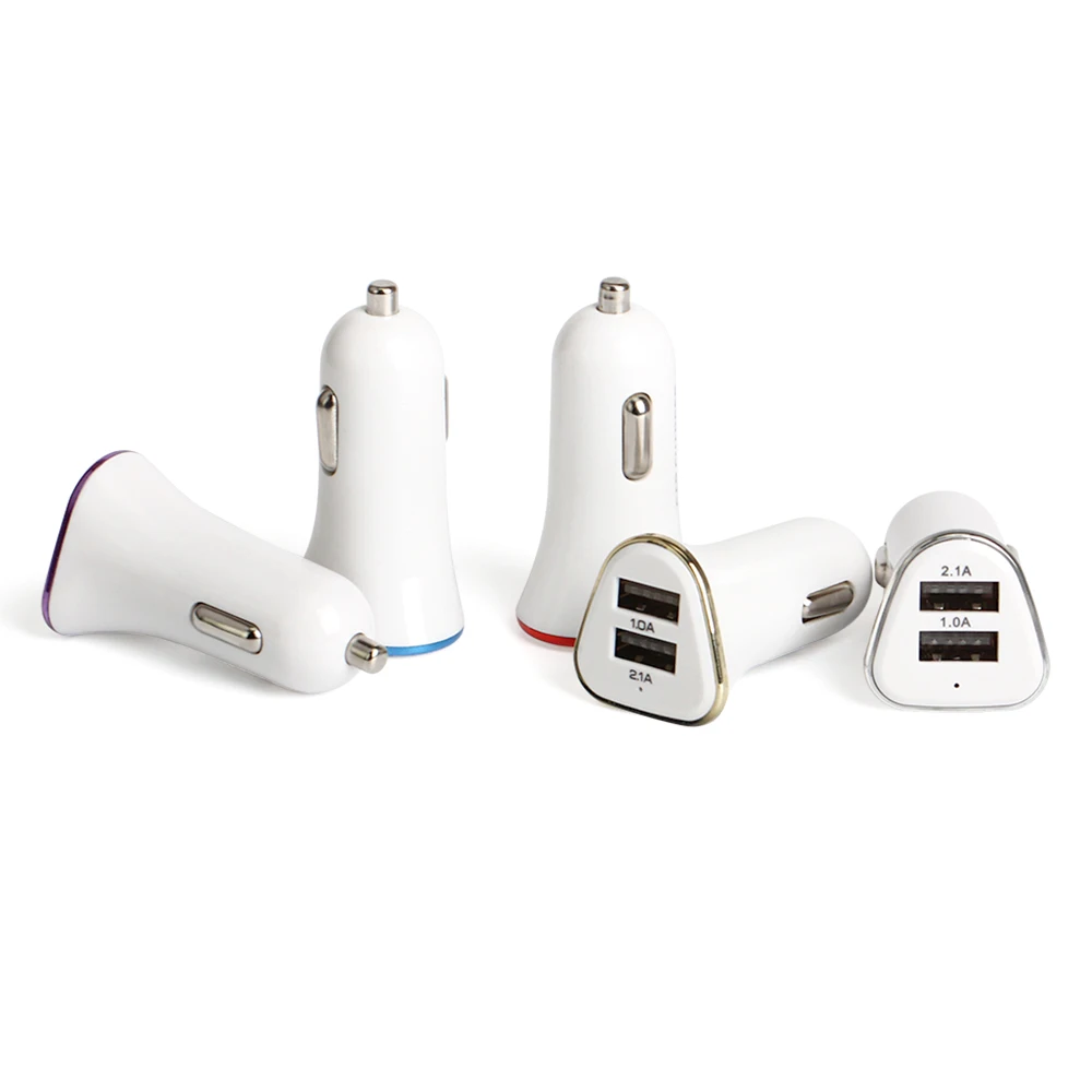 

wholesale GOOD qty New triangle dog style 2.1A 1A Dual 2 USB Car Charger chargeing 2USB 2A Fast Charging Adapter for phone 500
