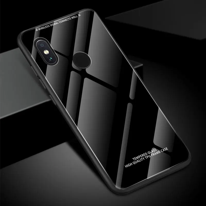 black Чехол для Xiaomi Redmi 7 7a note7 note5 pro note6 pro Роскошный Глянцевый стеклянный чехол для телефона s для Xiaomi 9 9se Mi9 Mi9se Redmi K20 - Цвет: black