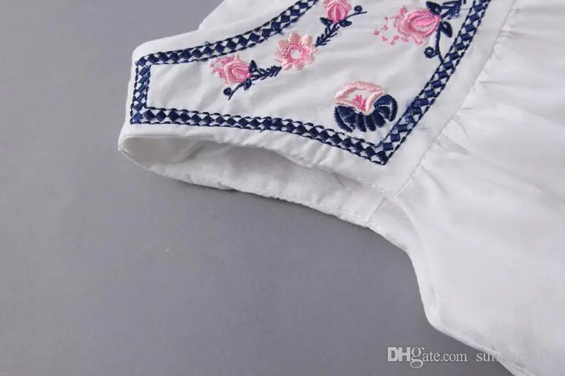 Grils жилет платья 2017 летний новый дети вышивка платье принцессы полосой grils цветы