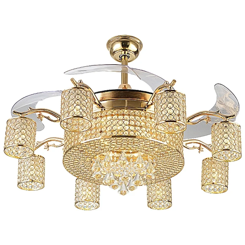 Light luxury crystal invisible fan light living room simple restaurant ceiling | Освещение