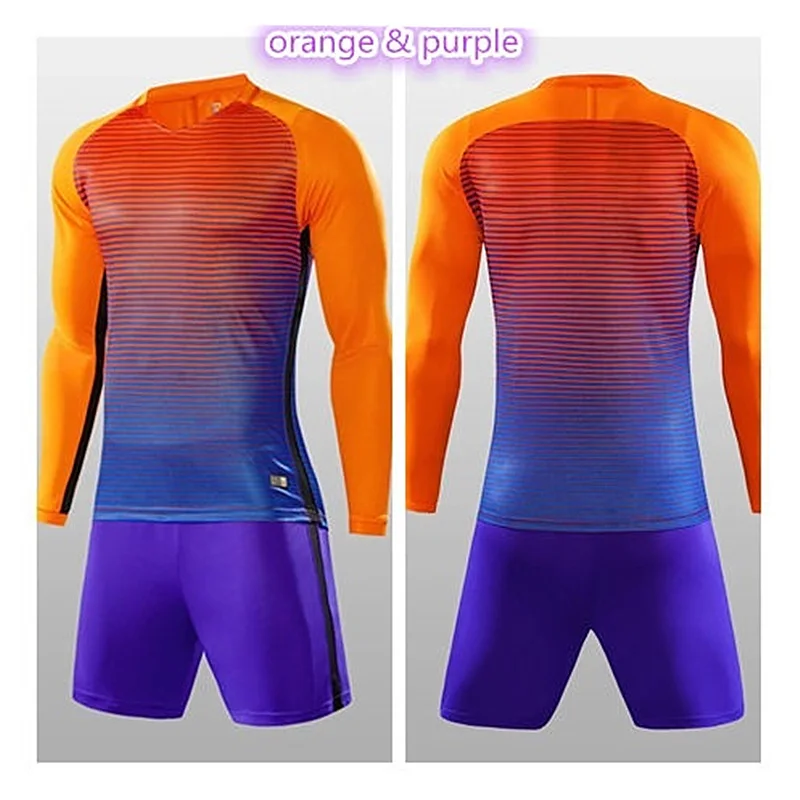 Orange Purple Для взрослых и детей футбольные майки с длинными рукавами Спортивная одежда футбольные тренировочные костюмы Футбольная форма одежда спортивная одежда - Цвет: Orange Purple
