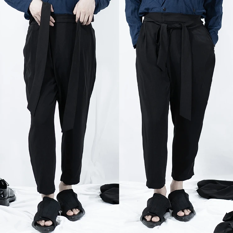 

Original summer thin joker slacks with black tie and baggy British harem pants. S-6XL!!