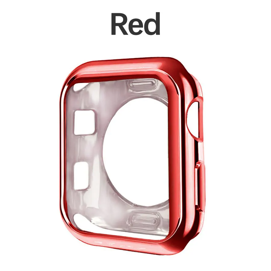 Red Цветной ТПУ чехол для часов 38 мм 42 мм для Apple Watch силиконовый бампер чехол Полный защитный для 40 мм 44 мм iWatch серии 4 3 2 1 - Цвет: Red
