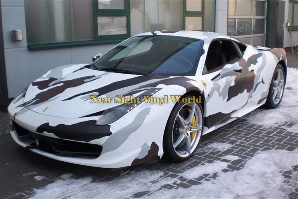

Black White Jumbo Arctic Snow Camo Vinyl Wrapping Film Car Body Wrap Sticker Bubble Free For Racing Car