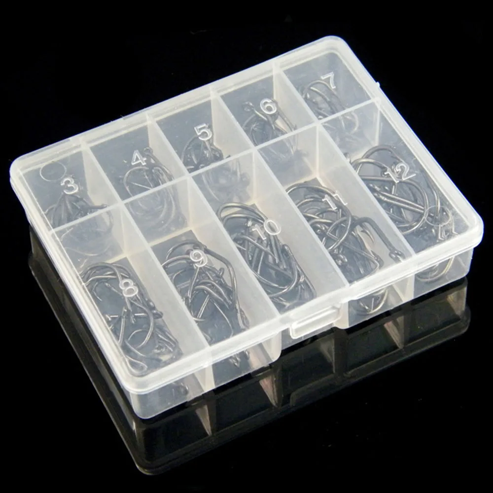 

100Pcs/Box Mixed Sizes 3/-12/ Fishhooks High Carbon Steel Gold Fishing Bait Sharpened Ultrapoint Fishing Hook Set Fish Supplies