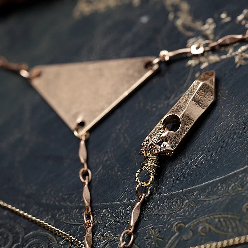 Women Brown Braided Leather Choker Alloy Gold Multilayer Necklace Natural Stone Pendant Charm Collar Jewelry | Украшения и