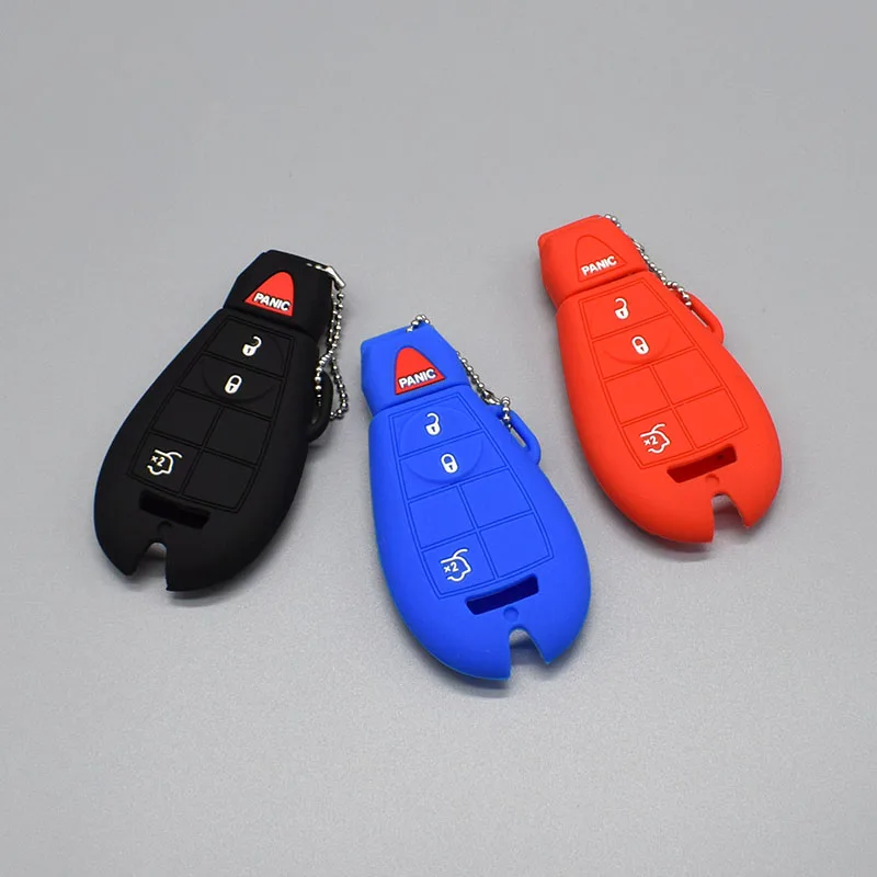 

Silicone car rubber Fob Key Case Cover shell For Dodge for Chrysler For Jeep Commander Grand Cherokee 3 Button Key Protect set