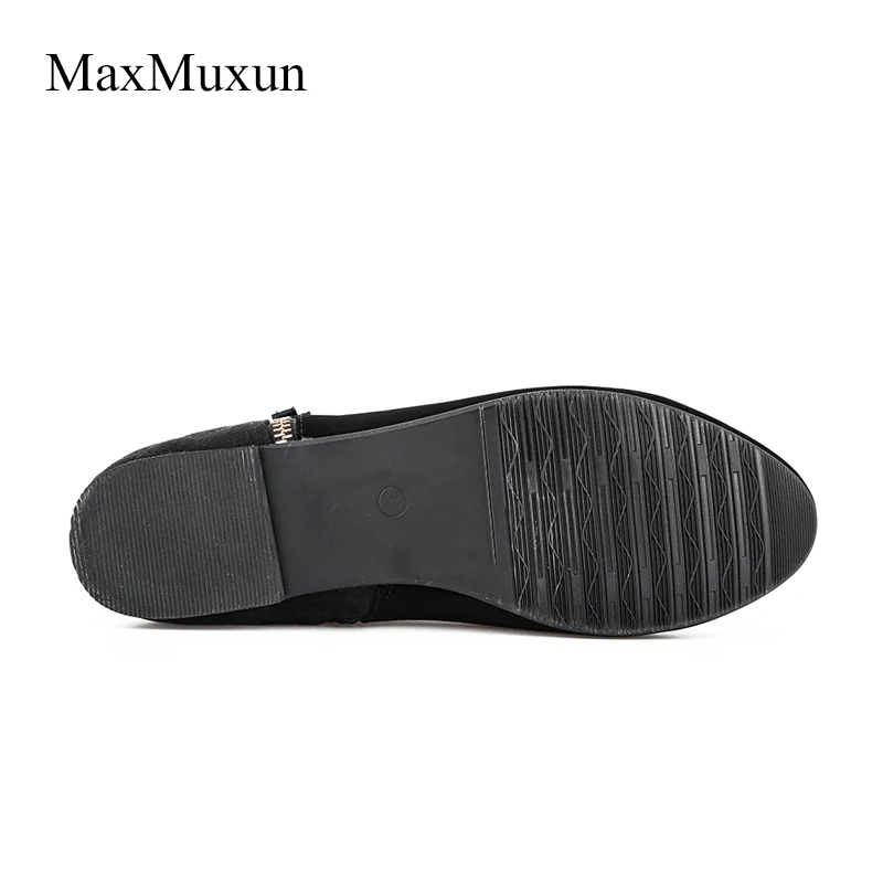 MaxMuxun/женские ботинки; классические черные ботильоны для женщин на плоской подошве; сезон весна-осень; Модные женские черные ботинки; повседневные короткие ботинки