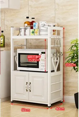3 Layers B Многослойные европейские стеллажи для микроволновой печи, Многофункциональные бытовые напольные шкафы для хранения духовки, кухонная стойка - Цвет: 3 Layers B