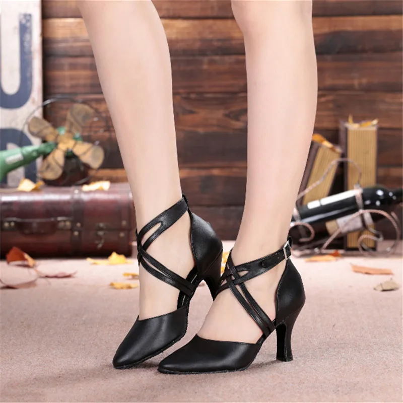 Женские туфли для латиноамериканских танцев бальные из натуральной кожи сальсы