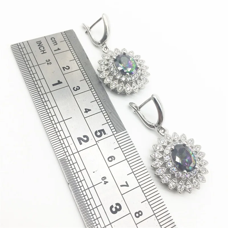 Женские серьги Aisure радужные стразы с белым цирконием серебристого цвета |