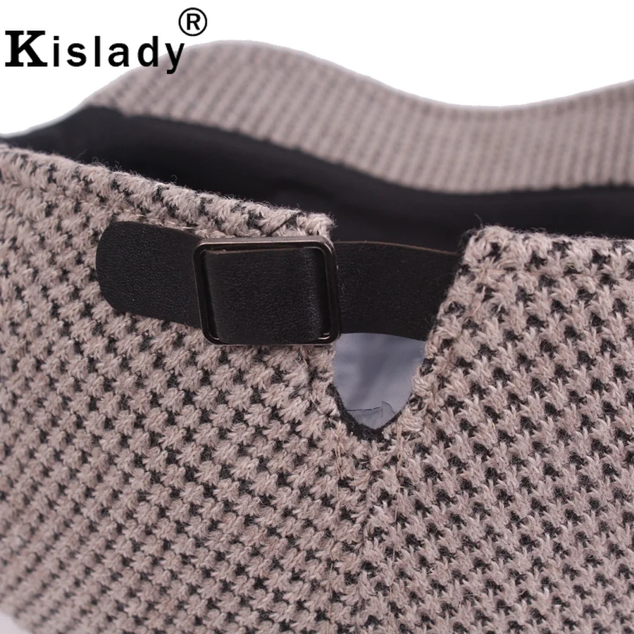 Kislady Регулируемый повседневное чёрный берет кепки новый Осень Зима утолщаются