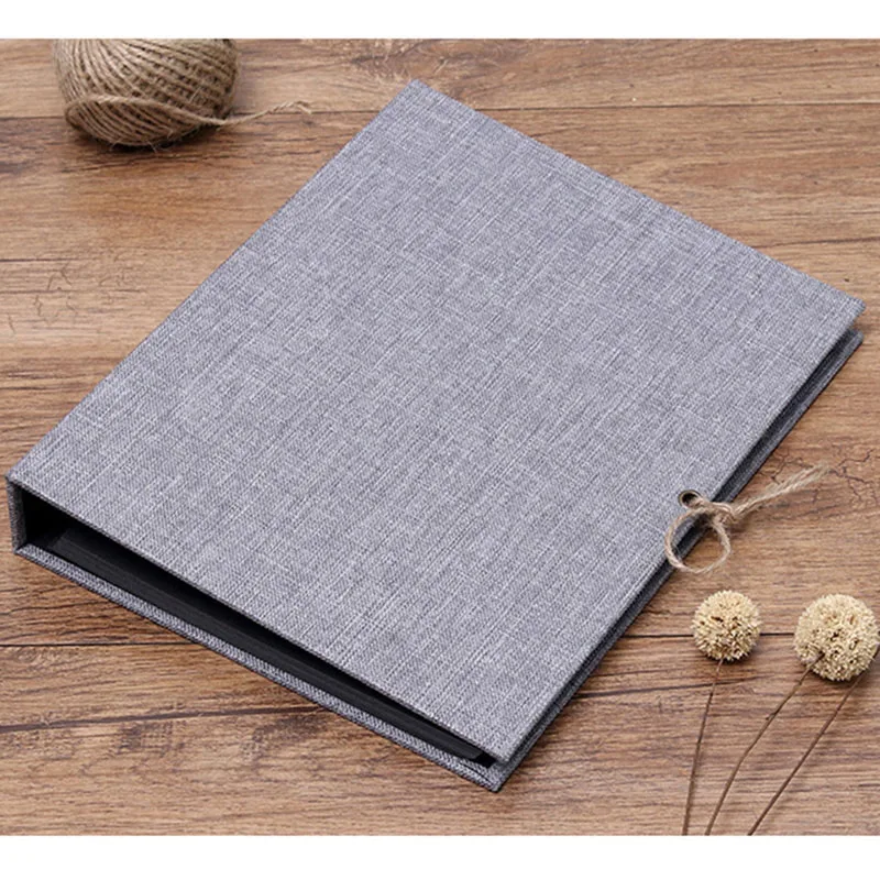 Gray - black page 10 дюймов свадебное платье/Детская Пижама с принтом DIY фото альбом льняная Накидка 30 страниц для альбомов ручной работы Альбом для фотографий липкий Тип - Цвет: Gray - black page
