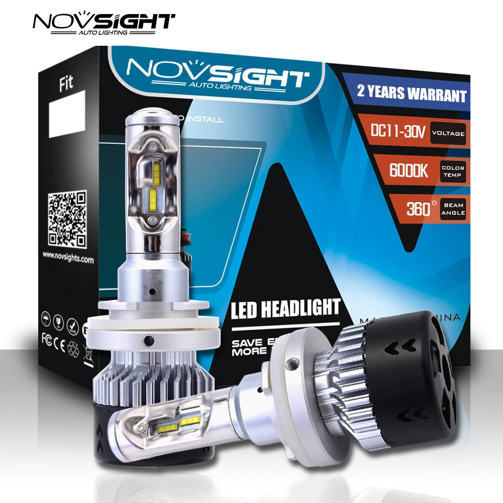 NOVSIGHT 2 шт. Мини авто лампы светодиодный H7 H4 H11 H1 9005 HB3 9006 HB4 6000k фонарь Автомобильные