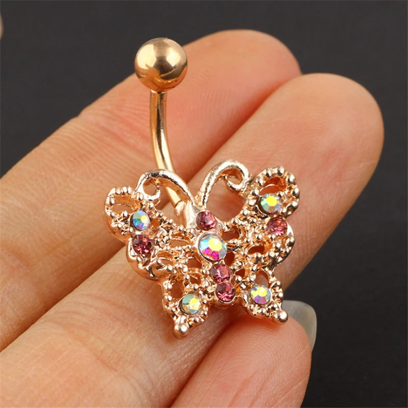 Горячие хирургические стальные болтающиеся Колечки в пупок животных Бабочка